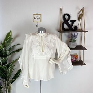 A.L.C. White Ruffle Mendel Silk Blouse 4